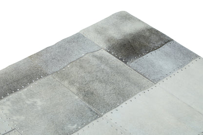 Luxury Grey Patchwork Genuine Cowhide Leather Rug