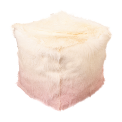 Ivory and Pink Goatskin Ombre Pouffe