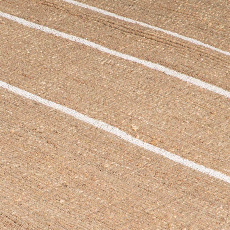 Brown and Cream Striped Wool and Jute Rug
