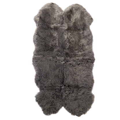 Large Grey Genuine Super Soft NZ Sheepskin Rug - 4 Pelt 120cm x 240cm
