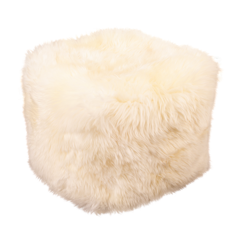 Ivory Sheepskin Pouffe