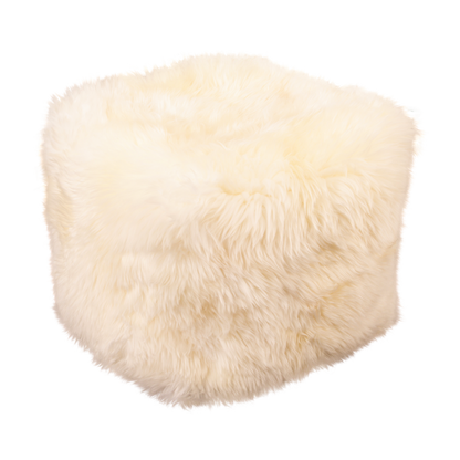 Ivory Sheepskin Pouffe