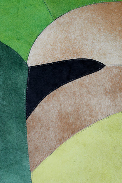 Botanical Green Multicoloured Genuine Luxury Hair on Leather Rug