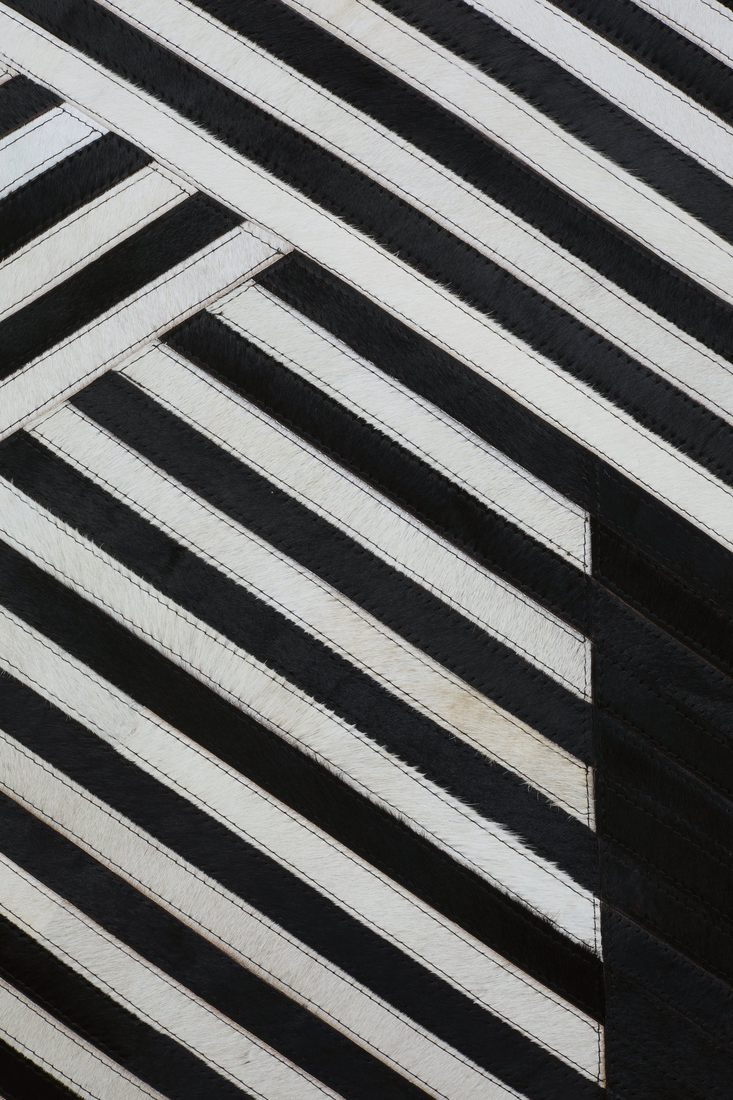 Black And White Hair on Leather Rug 230cm x 160cm