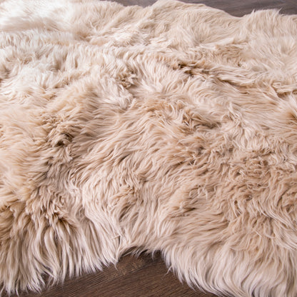 Large Champagne Genuine Super Soft NZ Sheepskin Rug - 4 Pelt 120cm x 240cm