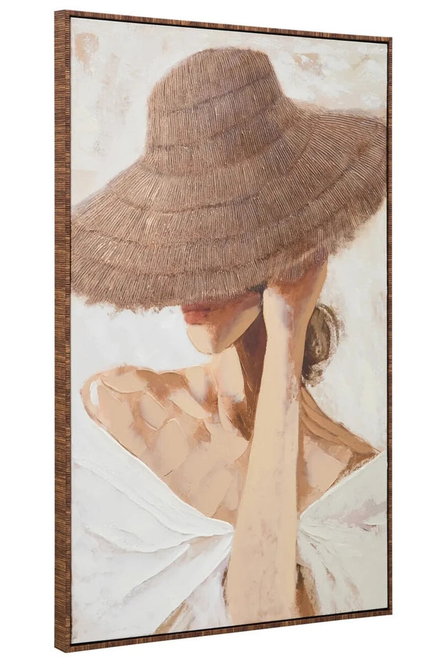 Astratto Textured Wall Art with Lady in the Straw Hat