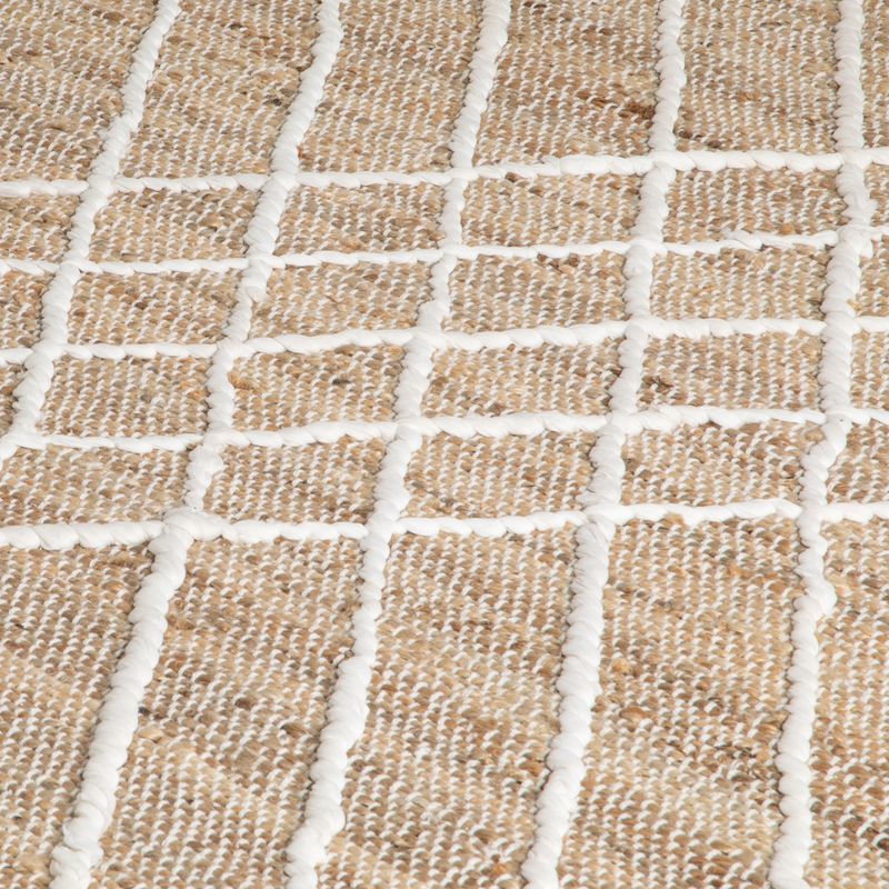 Brown and Cream Cross Textured Jute Rug