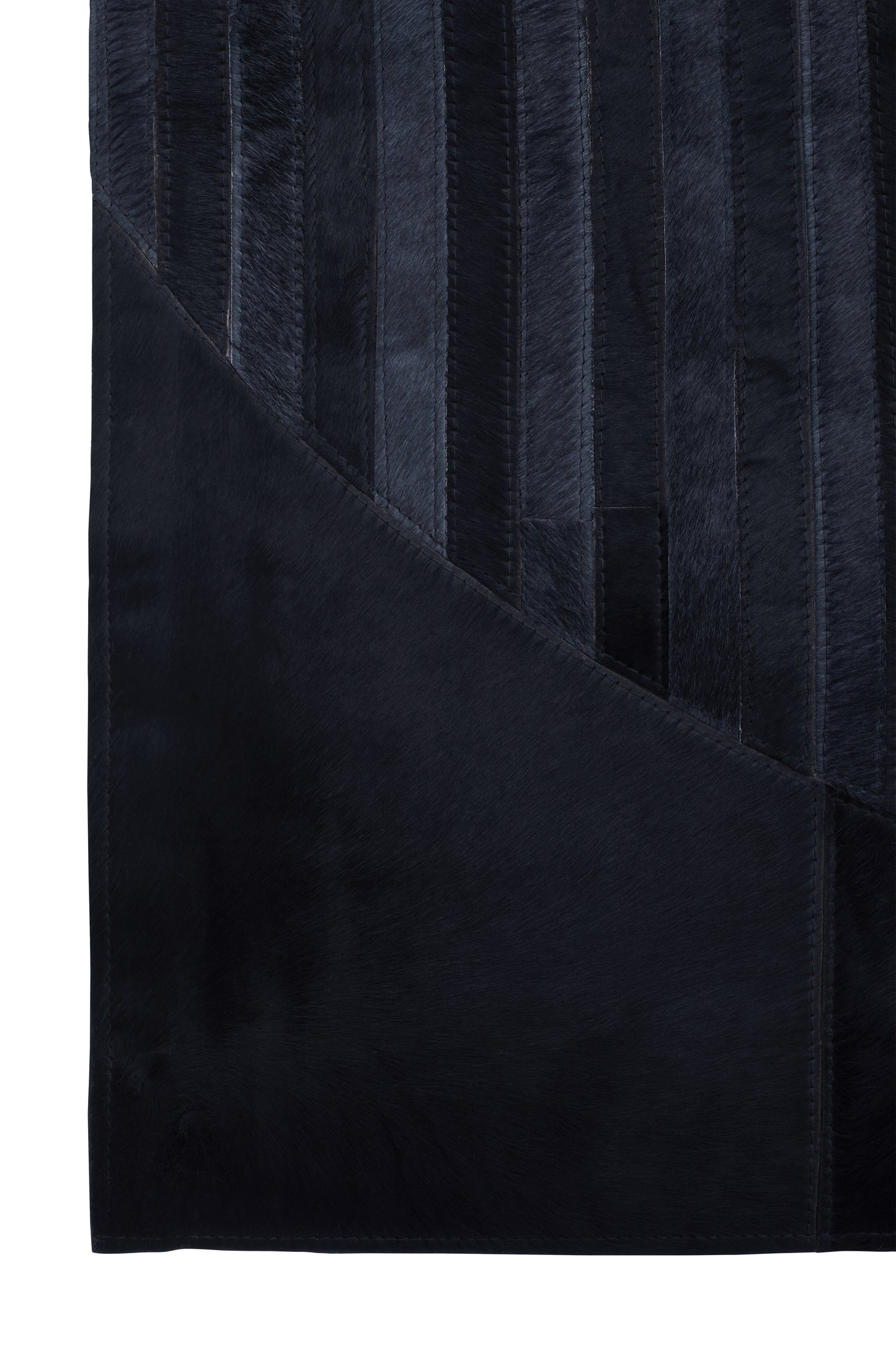 Deco Black And Grey Hair on Leather Rug 230cm x 160cm