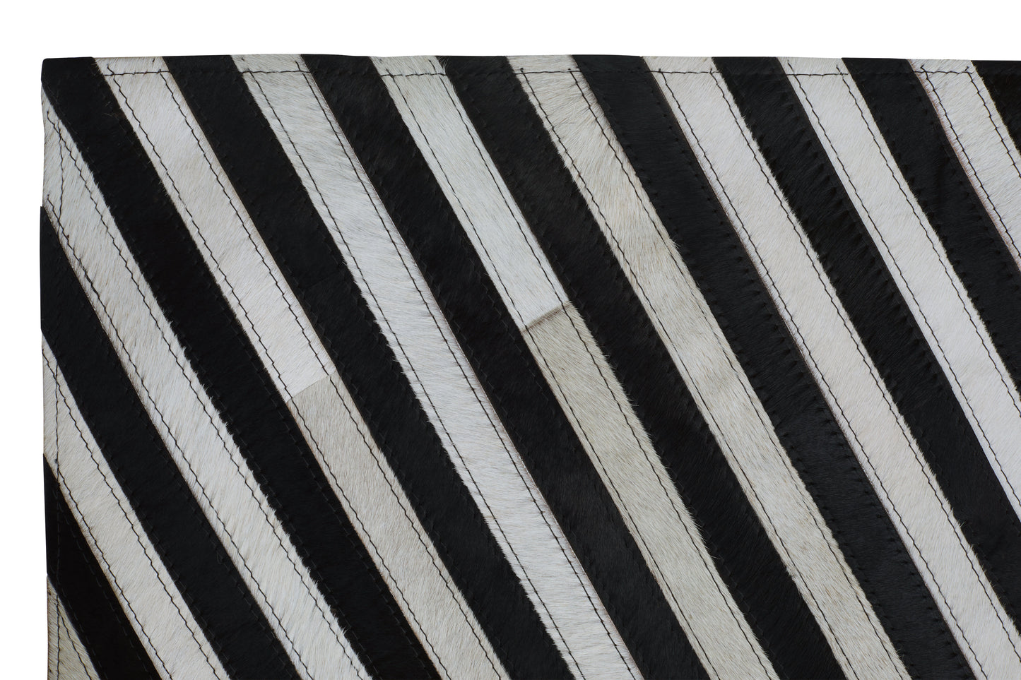 Black And White Hair on Leather Rug 230cm x 160cm