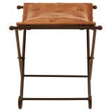 Buffalo Brown Leather and Iron Folding Stool