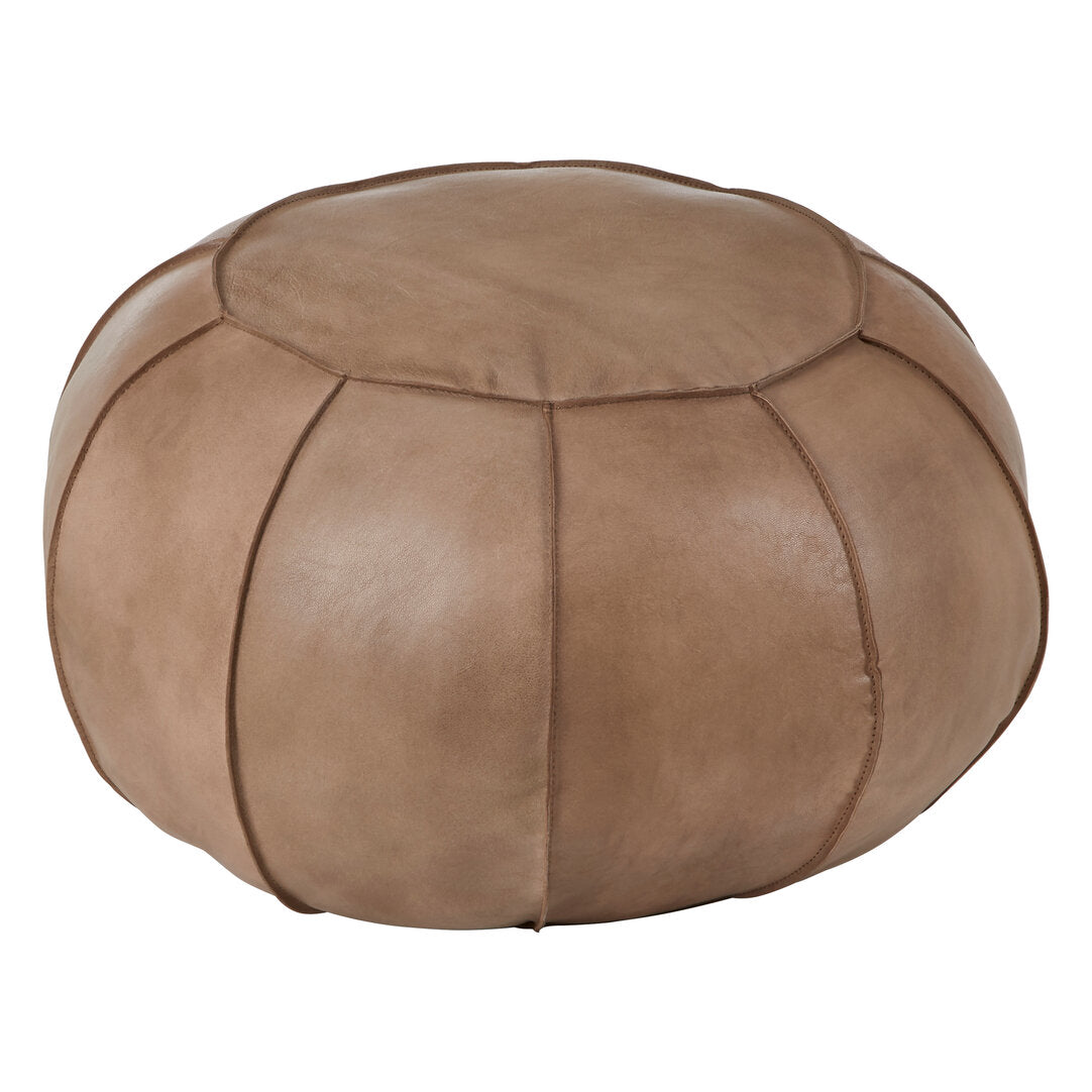 Brown Leather Pouffe