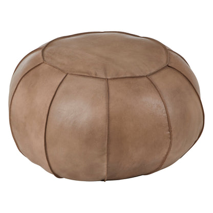 Brown Leather Pouffe