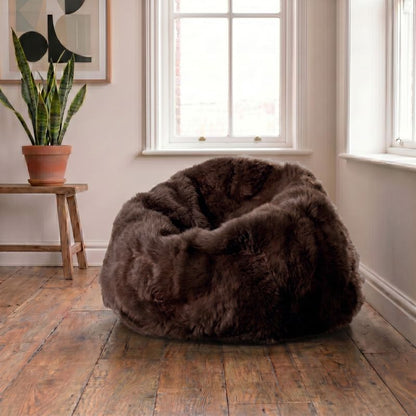 XL Chocolate Brown New Zealand Sheepskin Beanbag