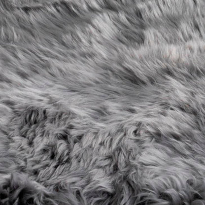 Extra Large Grey Genuine Super Soft NZ Sheepskin Rug - 6 Pelt 180cm x 200cm