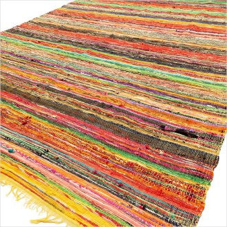 Indian Rag Rug - Yellow - 153cm x 90cm