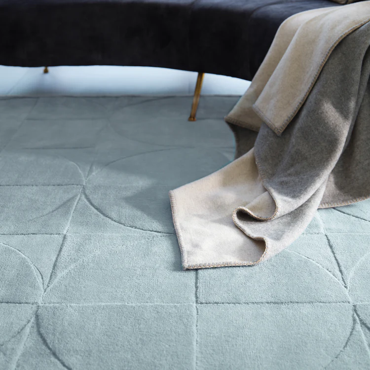 Origins Penny Steel Blue Geometric Wool Rug