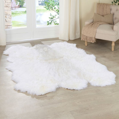 Extra Large Natural White Genuine Super Soft NZ Sheepskin Rug - 6 Pelt 180cm x 200cm