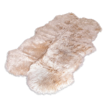 Large Champagne Genuine Super Soft NZ Sheepskin Rug - 4 Pelt 120cm x 240cm