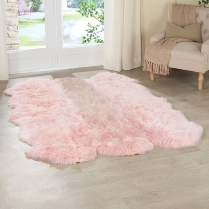 Extra Large Blush Pink Genuine Super Soft NZ Sheepskin Rug - 6 Pelt 180cm x 200cm