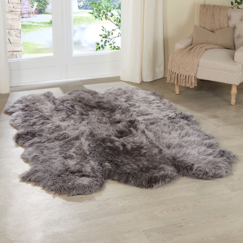 Grey 6 Pelt Sheepskin Rug