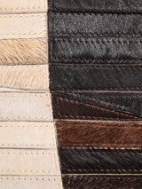 Large Black Abstract Hair On Leather Rug 230cm x 160cm