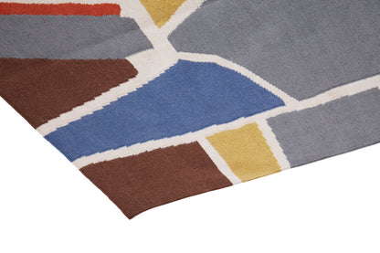 Abstract Art Inspired Geometric Modern Wool Mix Rug