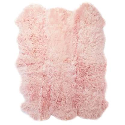 Extra Large Blush Pink Genuine Super Soft NZ Sheepskin Rug - 6 Pelt 180cm x 200cm
