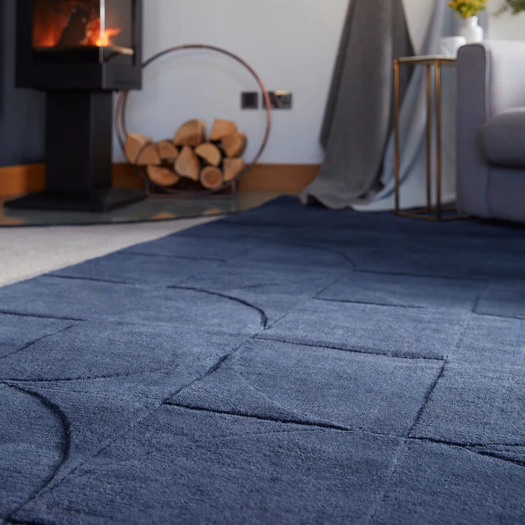 Origins Penny Infinity Blue Geometric Wool Rug