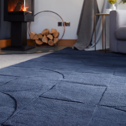 Origins Penny Infinity Blue Geometric Wool Rug