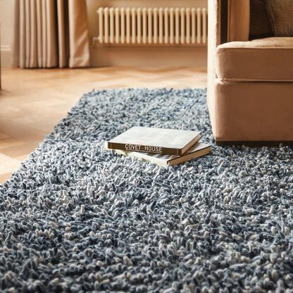Origins Rocks Grey Shaggy Pile Wool Rug