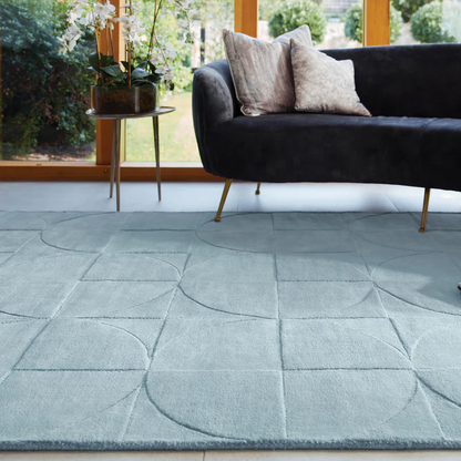 Origins Penny Steel Blue Geometric Wool Rug