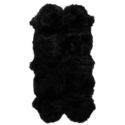 Large Black Genuine Super Soft NZ Sheepskin Rug - 4 Pelt 120cm x 240cm