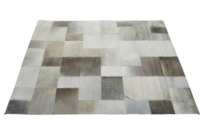 Luxury Grey Patchwork Genuine Cowhide Leather Rug