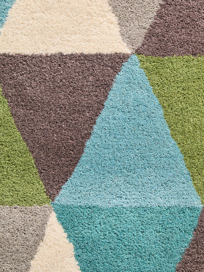 Oslo Multicoloured Geometric Large Wool Rug 150cm x 240cm