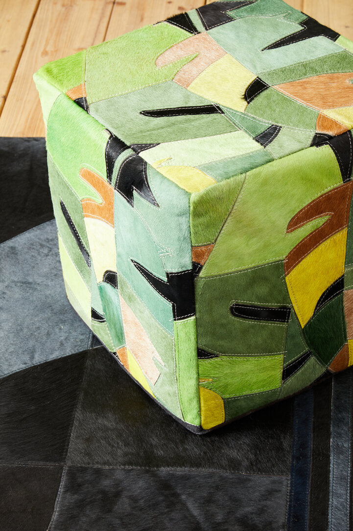 Botanical Leather Pouffe