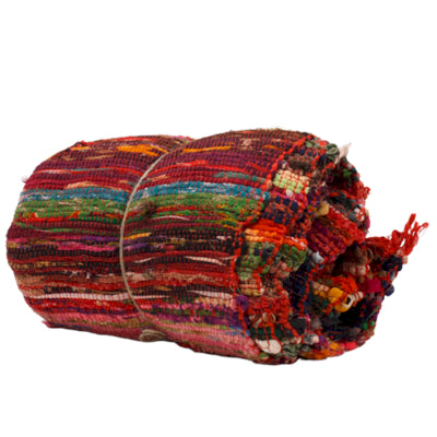 Indian Rag Rug - Red - 153cm x 90 cm