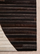 Large Black Abstract Hair On Leather Rug 230cm x 160cm