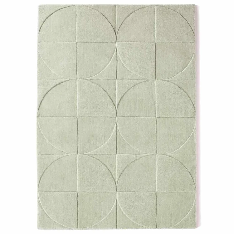 Origins Penny Eucalyptus Light Green Geometric Wool Rug