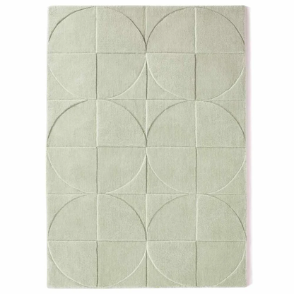 Origins Penny Eucalyptus Light Green Geometric Wool Rug