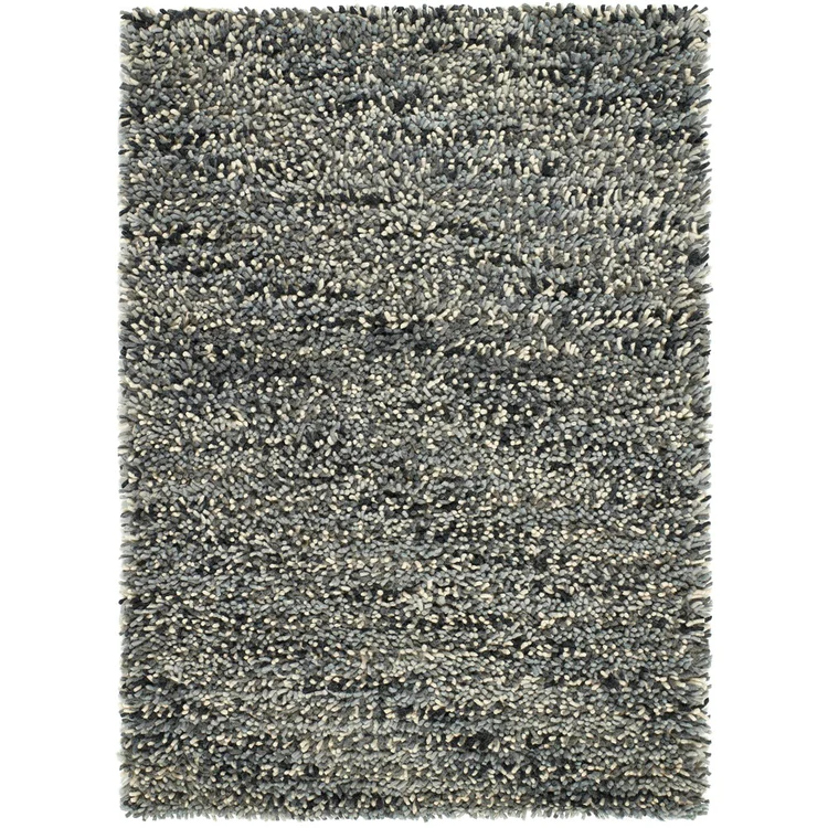 Origins Rocks Grey Shaggy Pile Wool Rug