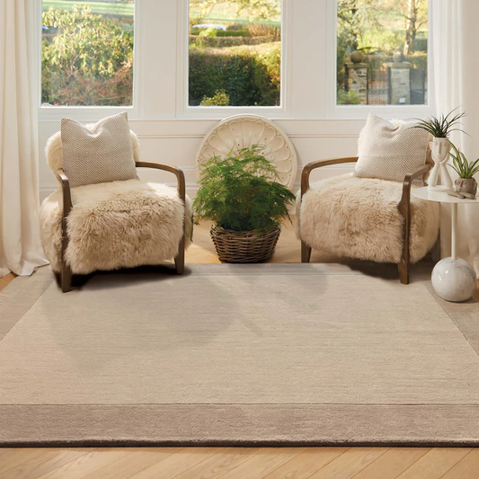Origins Borders Natural Cream Luxury Wool Rug