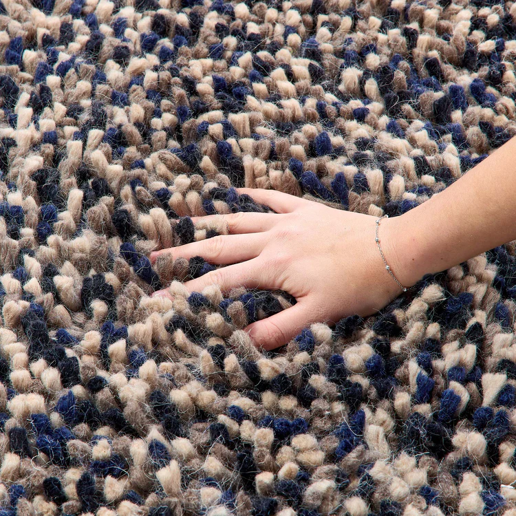 Origins Rocks Navy Blue Shaggy Pile Wool Rug