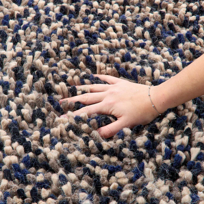 Origins Rocks Navy Blue Shaggy Pile Wool Rug