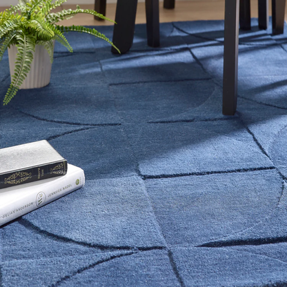 Origins Penny Infinity Blue Geometric Wool Rug