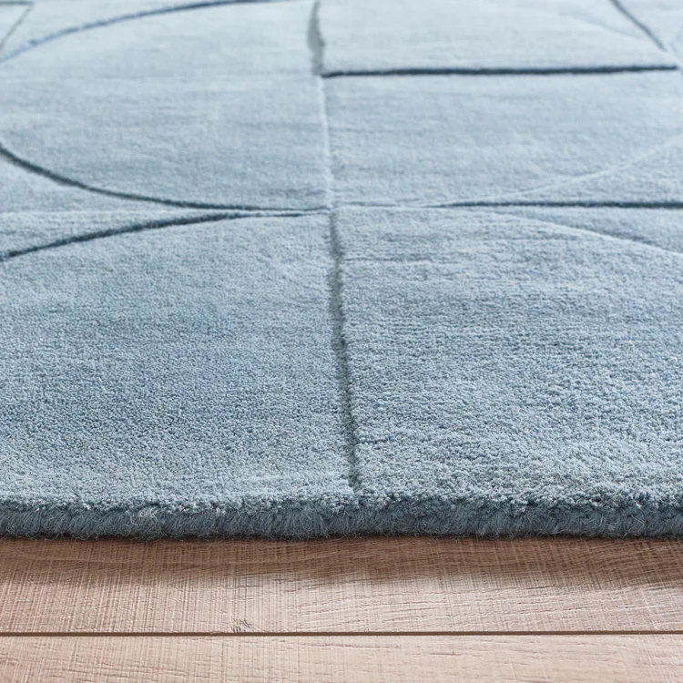 Origins Penny Steel Blue Geometric Wool Rug