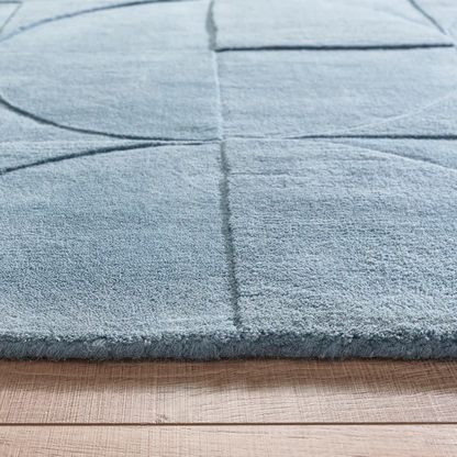 Origins Penny Steel Blue Geometric Wool Rug