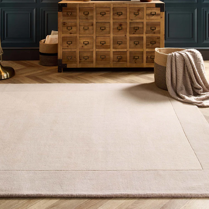 Origins Borders Natural Cream Luxury Wool Rug