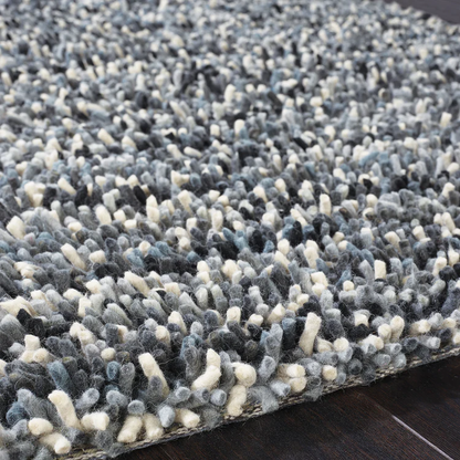 Origins Rocks Grey Shaggy Pile Wool Rug