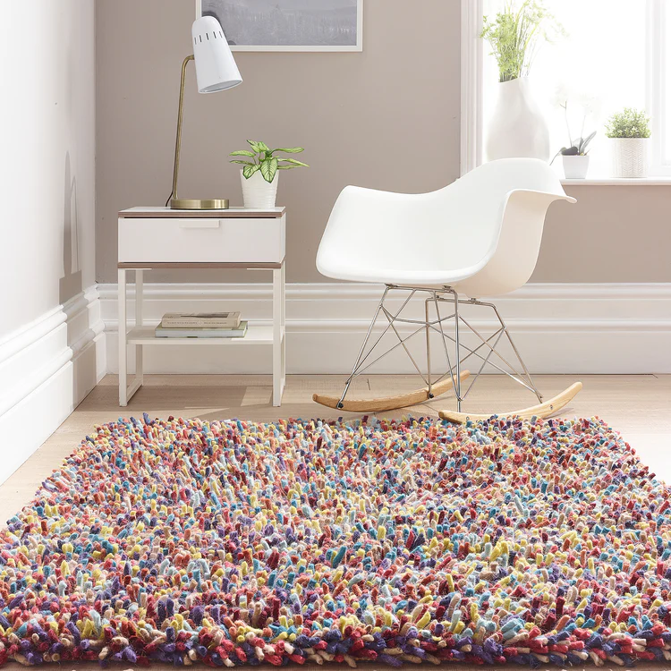 Origins Rocks Multicoloured Shaggy Pile Wool Rug