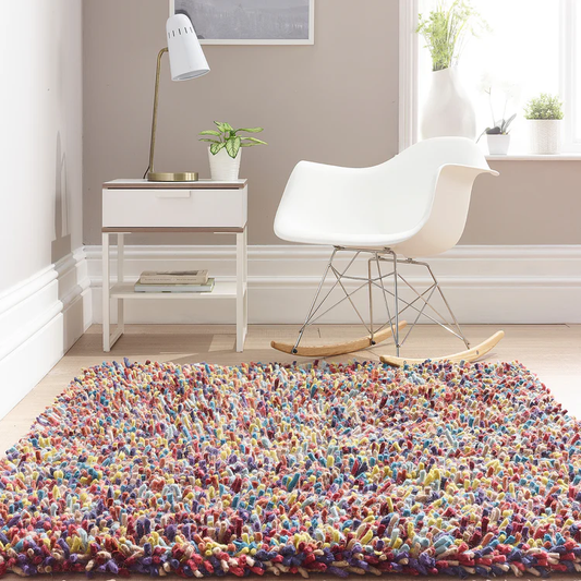 Origins Rocks Multicoloured Shaggy Pile Wool Rug
